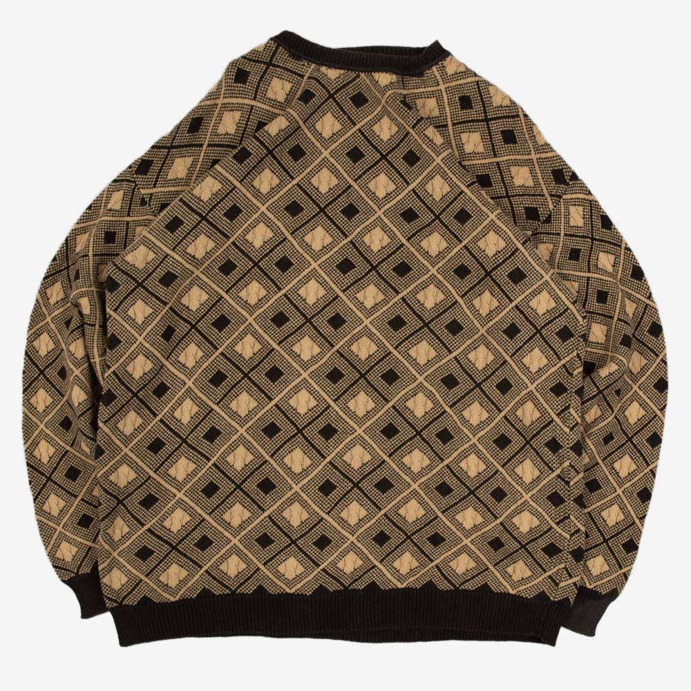 MEN'S VINTAGE STRUCTURED PATTERNED KNITTED JUMPER - X-LARGE