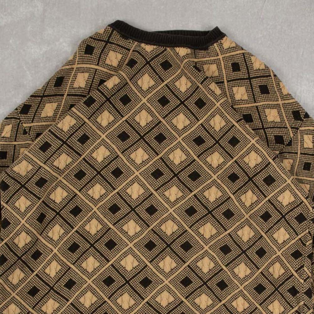 MEN'S VINTAGE STRUCTURED PATTERNED KNITTED JUMPER - X-LARGE