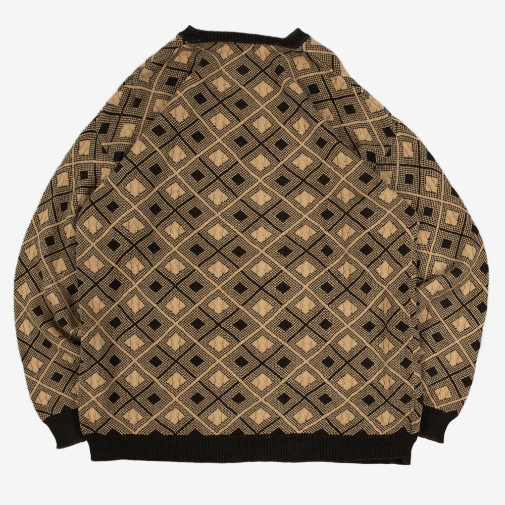 MEN'S VINTAGE STRUCTURED PATTERNED KNITTED JUMPER - X-LARGE