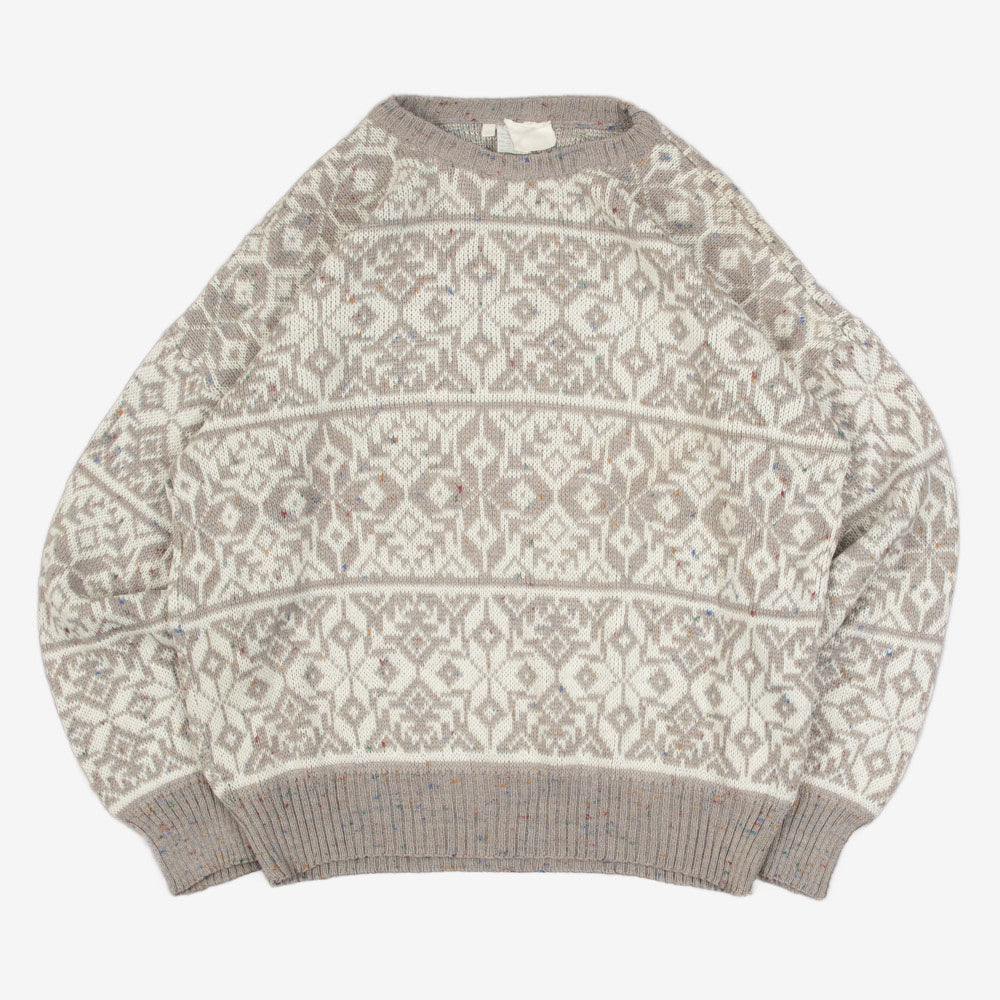 MEN'S VINTAGE MADE IN ITALY PATTERNED KNITTED JUMPER - MEDIUM