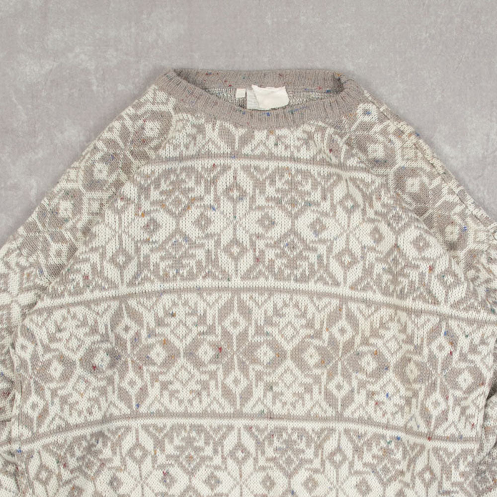 MEN'S VINTAGE MADE IN ITALY PATTERNED KNITTED JUMPER - MEDIUM