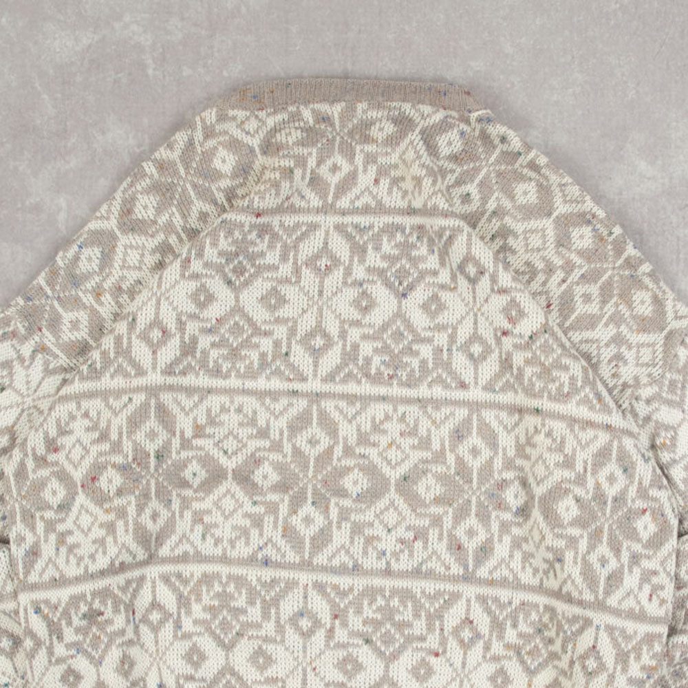 MEN'S VINTAGE MADE IN ITALY PATTERNED KNITTED JUMPER - MEDIUM