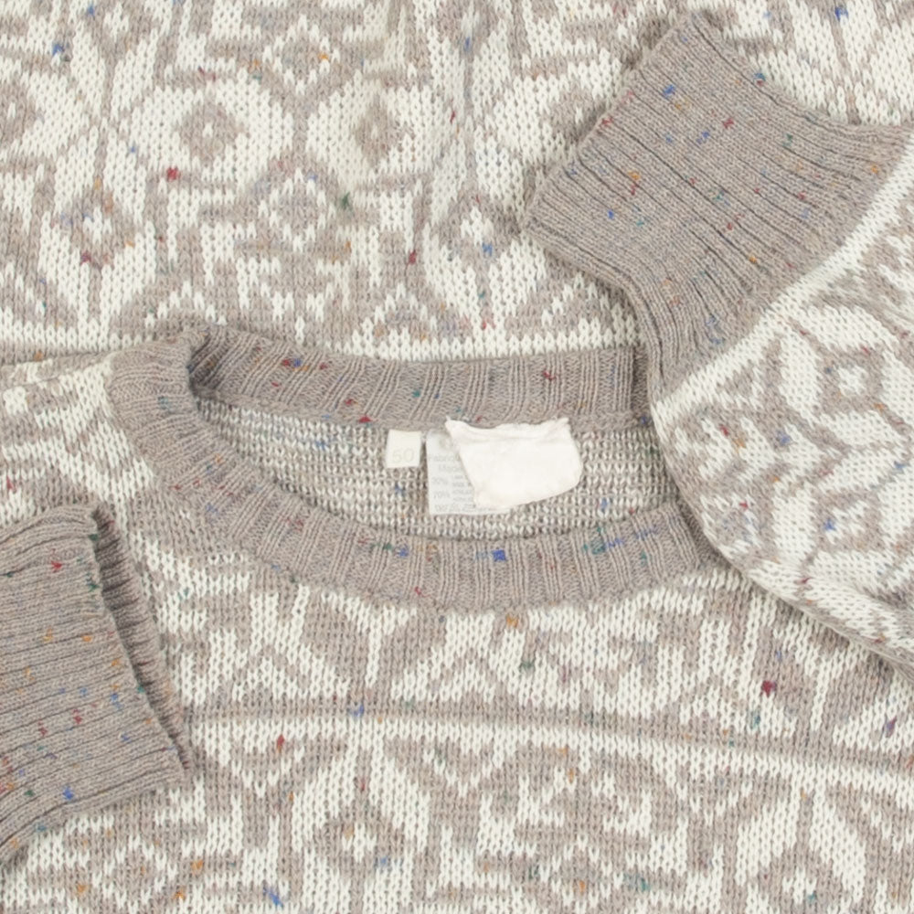 MEN'S VINTAGE MADE IN ITALY PATTERNED KNITTED JUMPER - MEDIUM