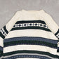MEN'S VINTAGE 1990S STRUCTURED PATTERNED KNITTED JUMPER - X-LARGE