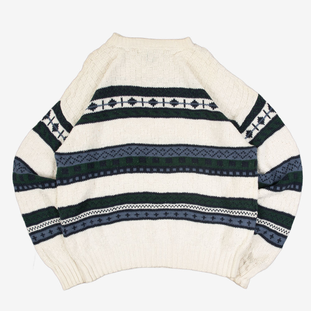 MEN'S VINTAGE 1990S STRUCTURED PATTERNED KNITTED JUMPER - X-LARGE