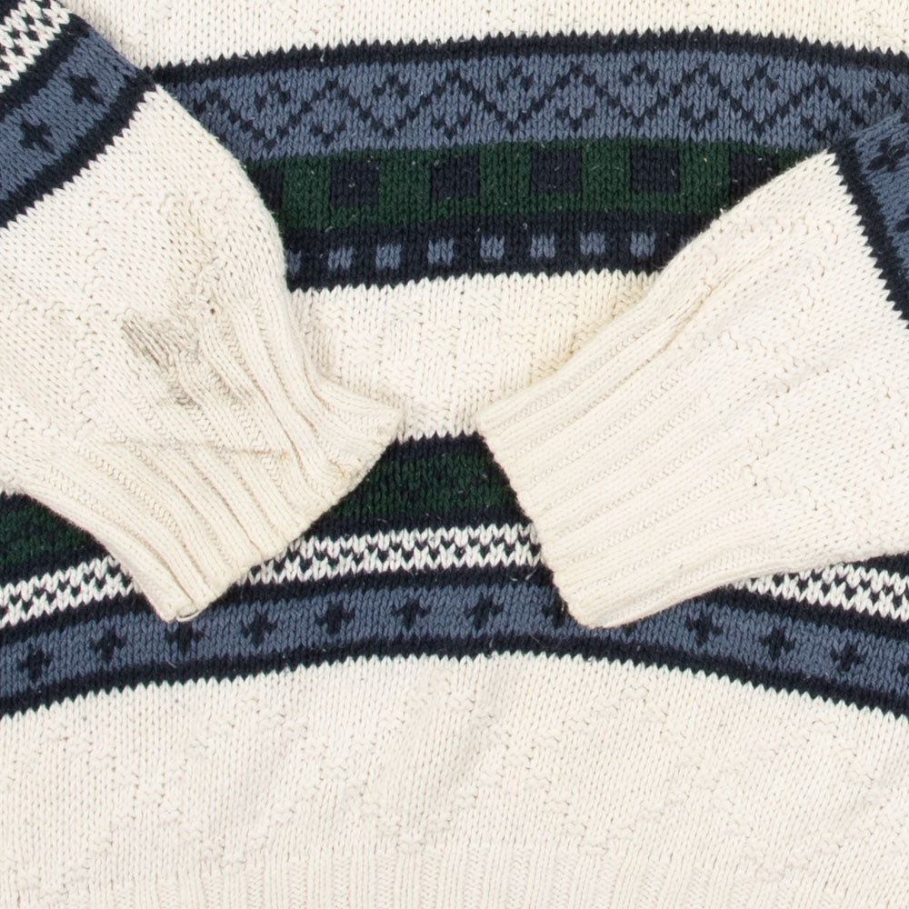 MEN'S VINTAGE 1990S STRUCTURED PATTERNED KNITTED JUMPER - X-LARGE