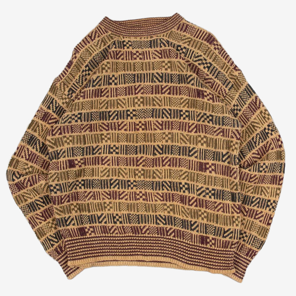 MEN'S VINTAGE 1990S STRUCTURED PATTERNED KNITTED JUMPER - MEDIUM