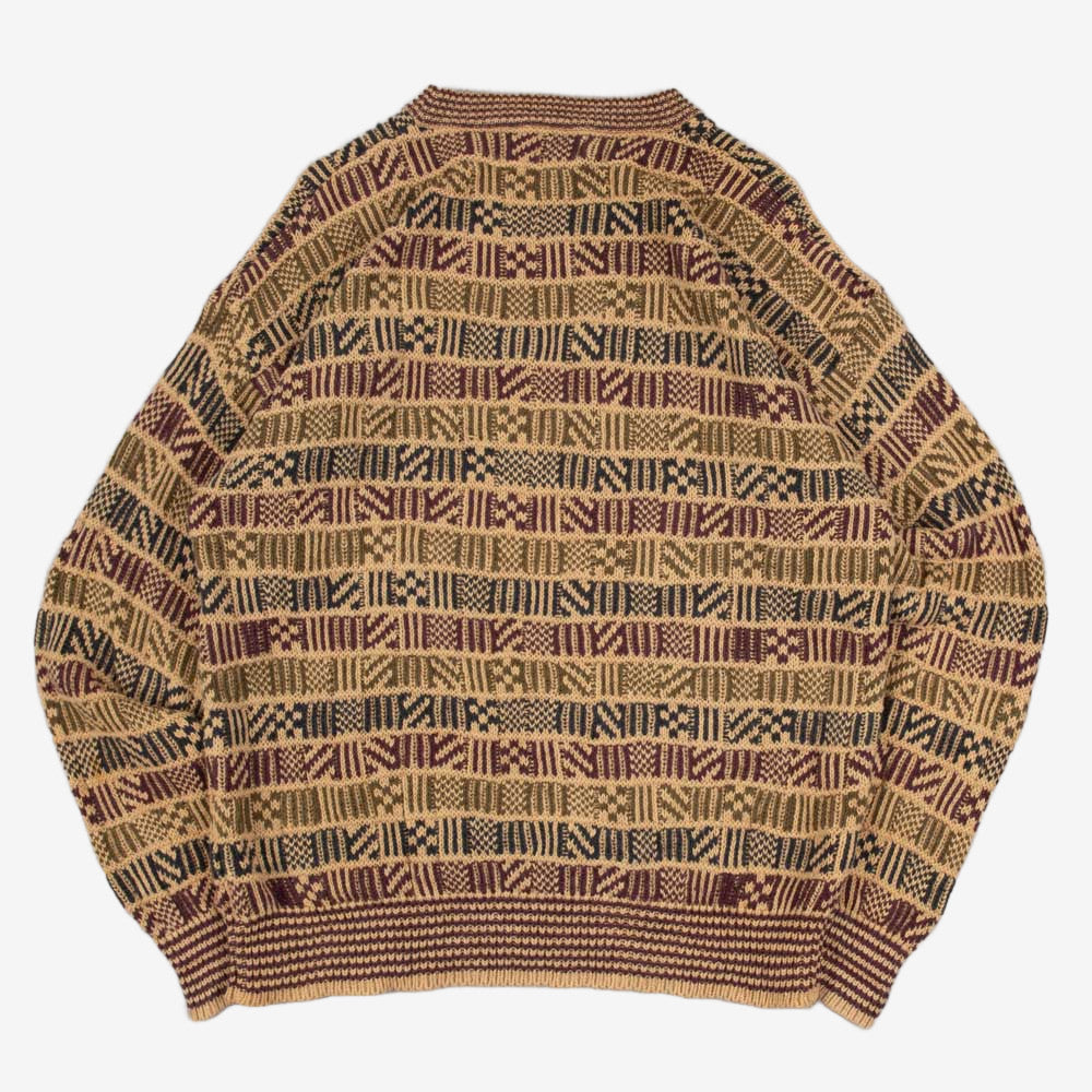 MEN'S VINTAGE 1990S STRUCTURED PATTERNED KNITTED JUMPER - MEDIUM