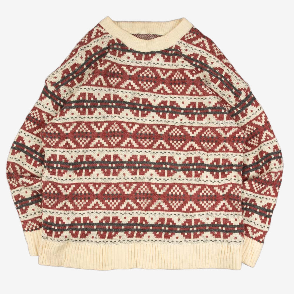 MEN'S VINTAGE STRUCTURED PATTERNED KNITTED JUMPER - LARGE