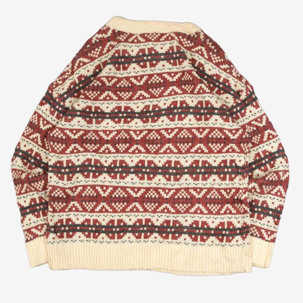 MEN'S VINTAGE STRUCTURED PATTERNED KNITTED JUMPER - LARGE
