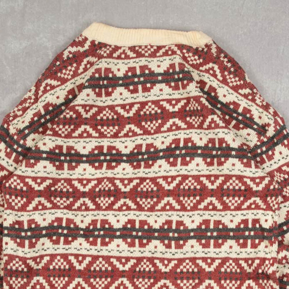 MEN'S VINTAGE STRUCTURED PATTERNED KNITTED JUMPER - LARGE