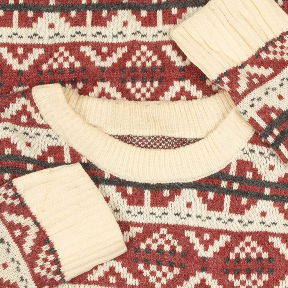 MEN'S VINTAGE STRUCTURED PATTERNED KNITTED JUMPER - LARGE