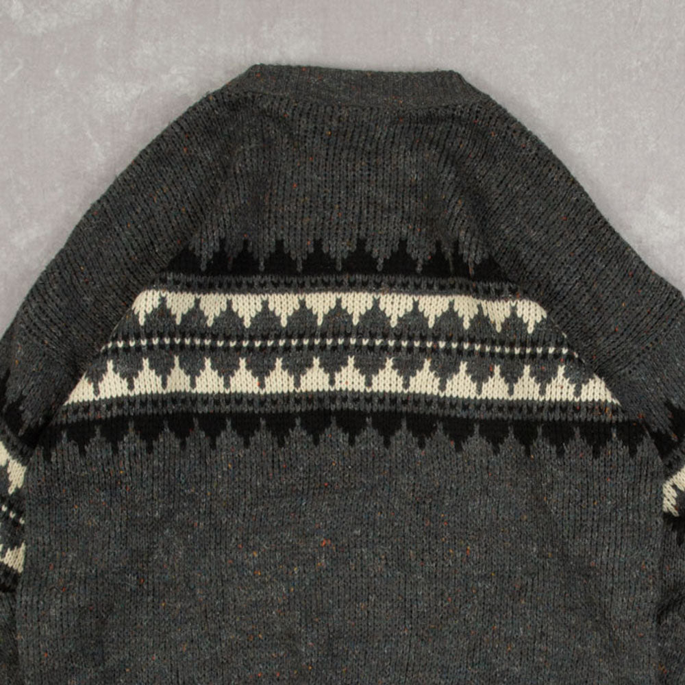MEN'S VINTAGE 1990S STRUCTURED PATTERNED KNITTED JUMPER - MEDIUM