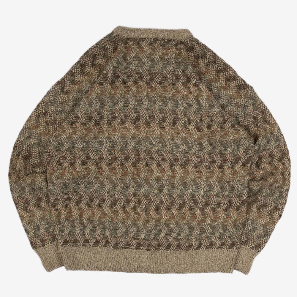 MEN'S VINTAGE 1990S STRUCTURED PATTERNED KNITTED JUMPER - X-LARGE