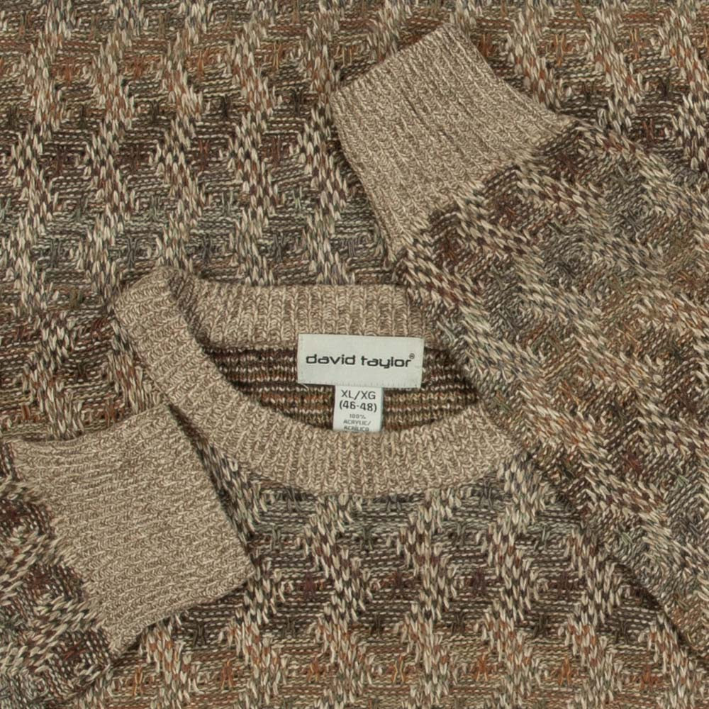 MEN'S VINTAGE 1990S STRUCTURED PATTERNED KNITTED JUMPER - X-LARGE