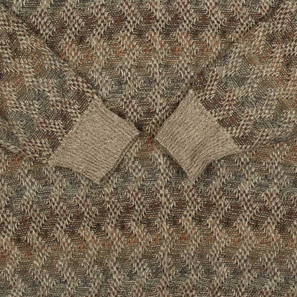 MEN'S VINTAGE 1990S STRUCTURED PATTERNED KNITTED JUMPER - X-LARGE