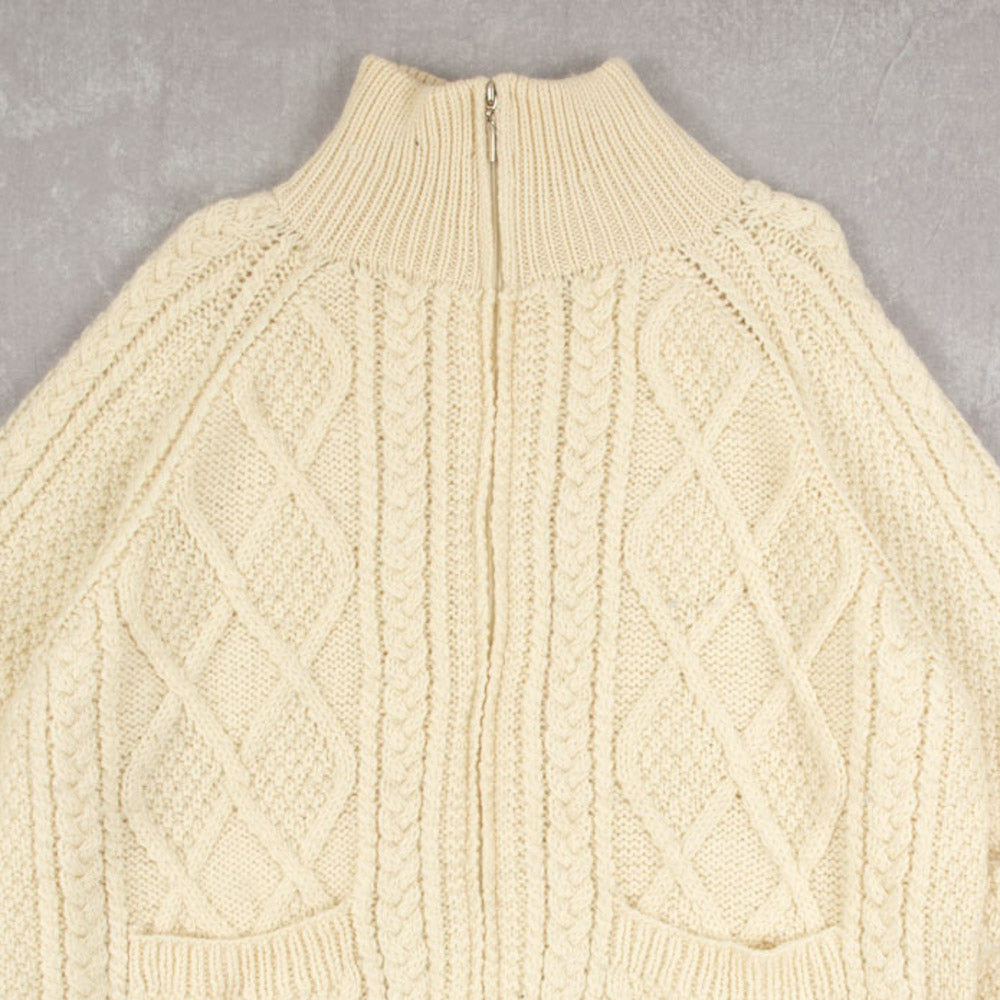 MEN'S VINTAGE 1990S FULL ZIP ARAN KNITTED CARDIGAN - XX-LARGE