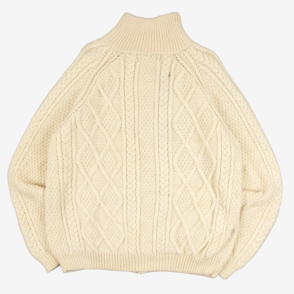 MEN'S VINTAGE 1990S FULL ZIP ARAN KNITTED CARDIGAN - XX-LARGE
