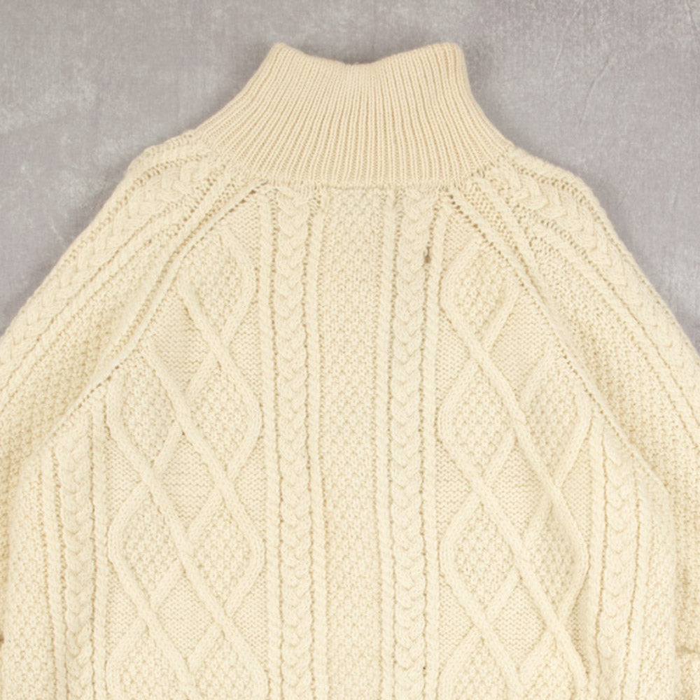 MEN'S VINTAGE 1990S FULL ZIP ARAN KNITTED CARDIGAN - XX-LARGE