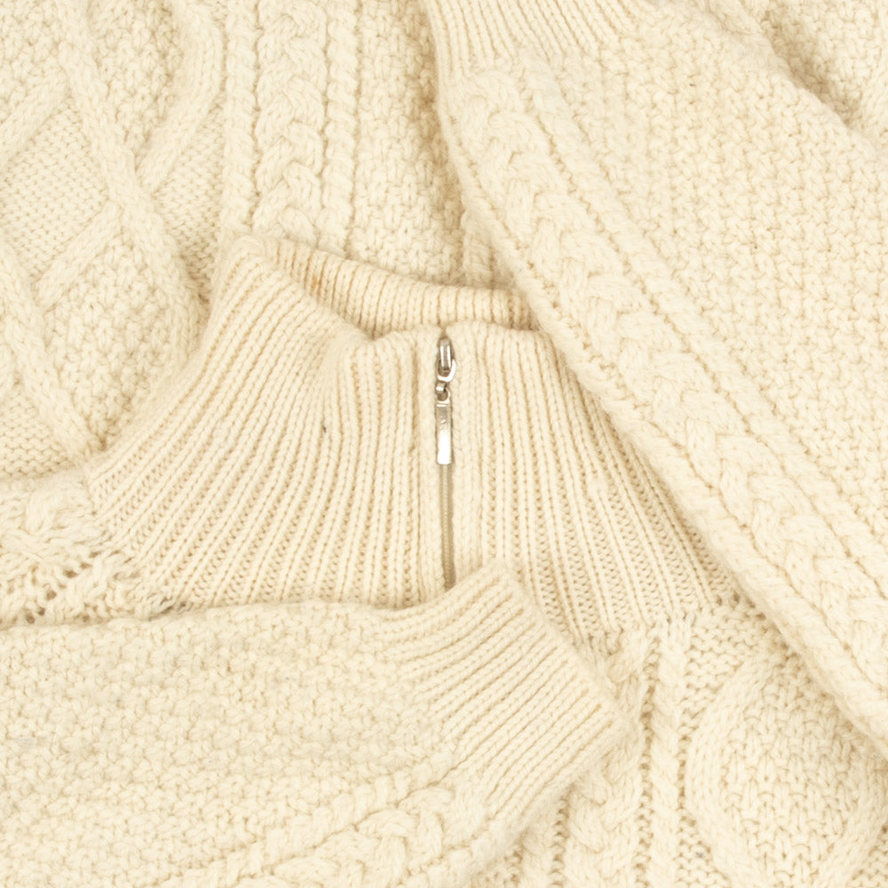 MEN'S VINTAGE 1990S FULL ZIP ARAN KNITTED CARDIGAN - XX-LARGE