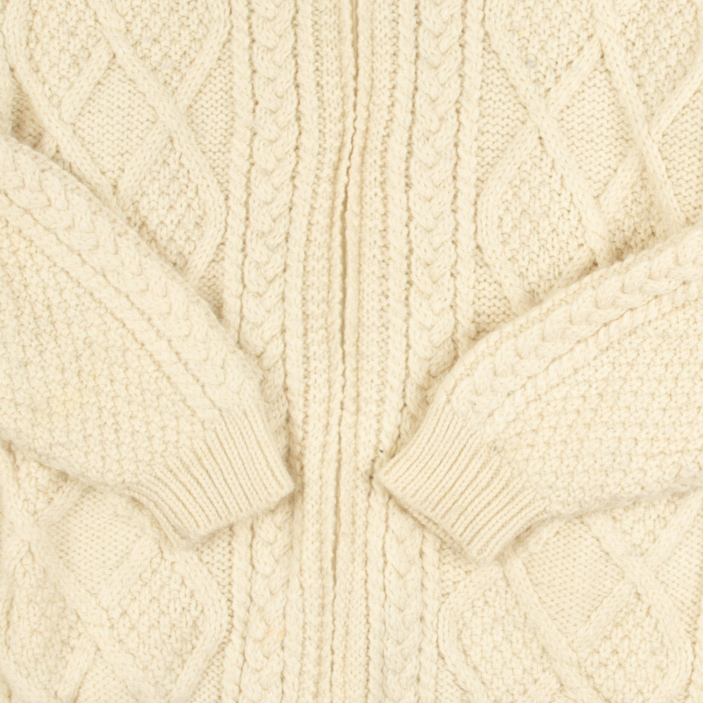 MEN'S VINTAGE 1990S FULL ZIP ARAN KNITTED CARDIGAN - XX-LARGE