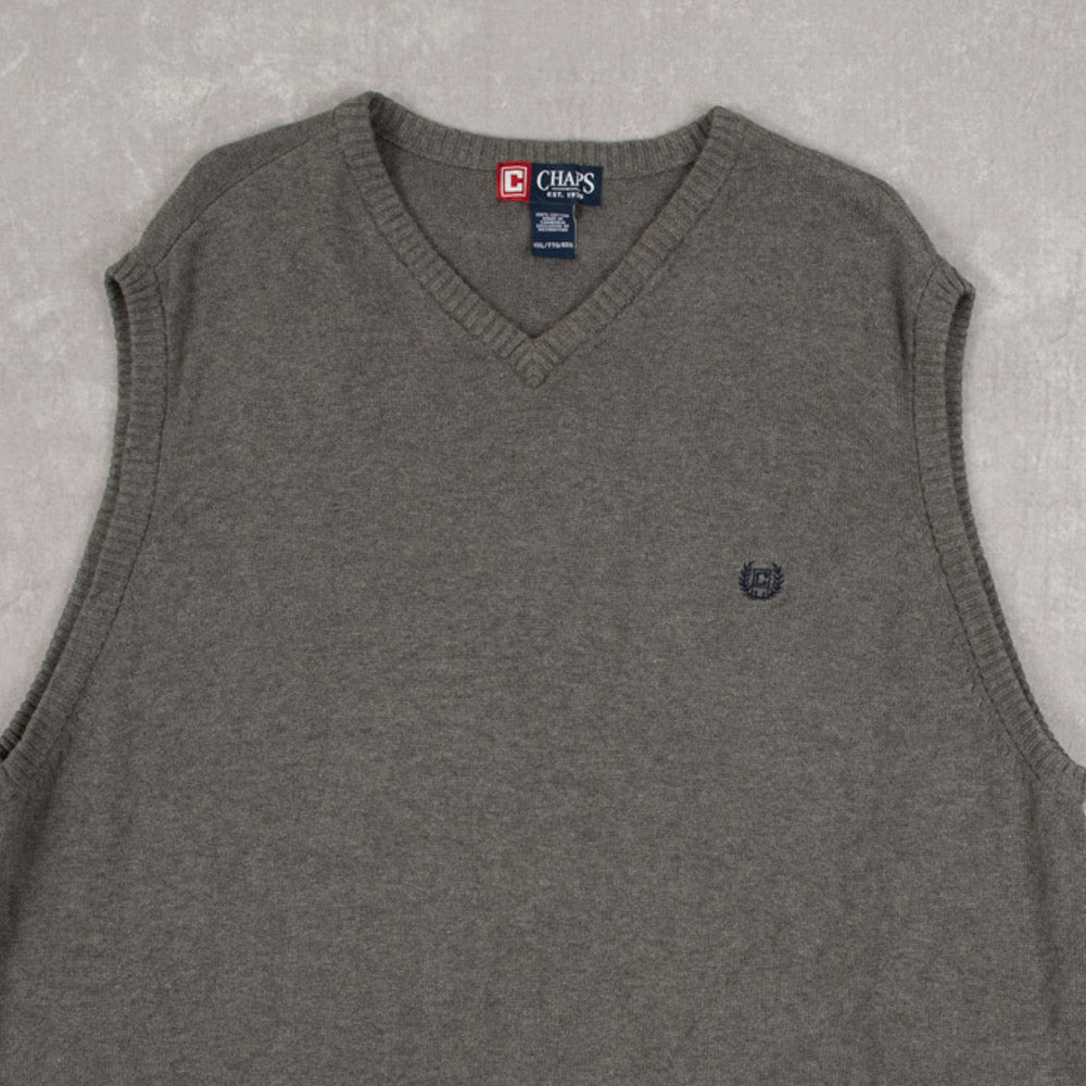 MEN'S VINTAGE CHAPS KNITTED VEST JUMPER - XX-LARGE