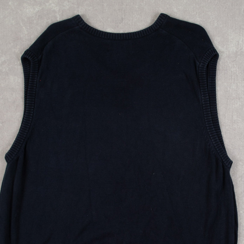 MEN'S VINTAGE CHAPS KNITTED VEST JUMPER - X-LARGE