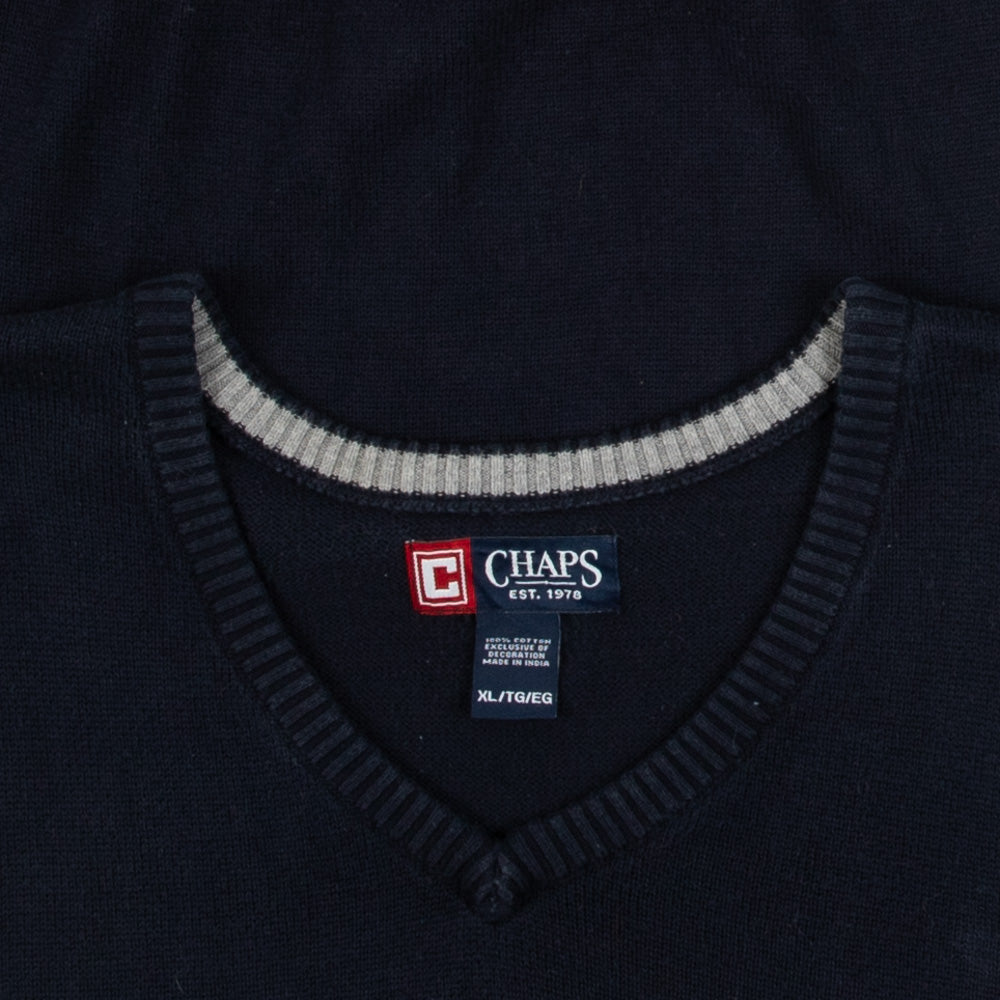 MEN'S VINTAGE CHAPS KNITTED VEST JUMPER - X-LARGE