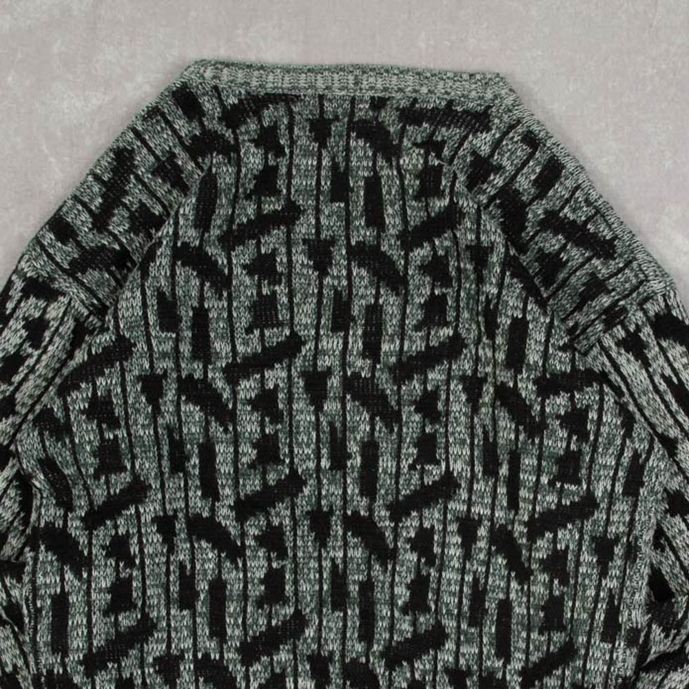 MEN'S VINTAGE 1990S PATTERNED KNITTED JUMPER - LARGE