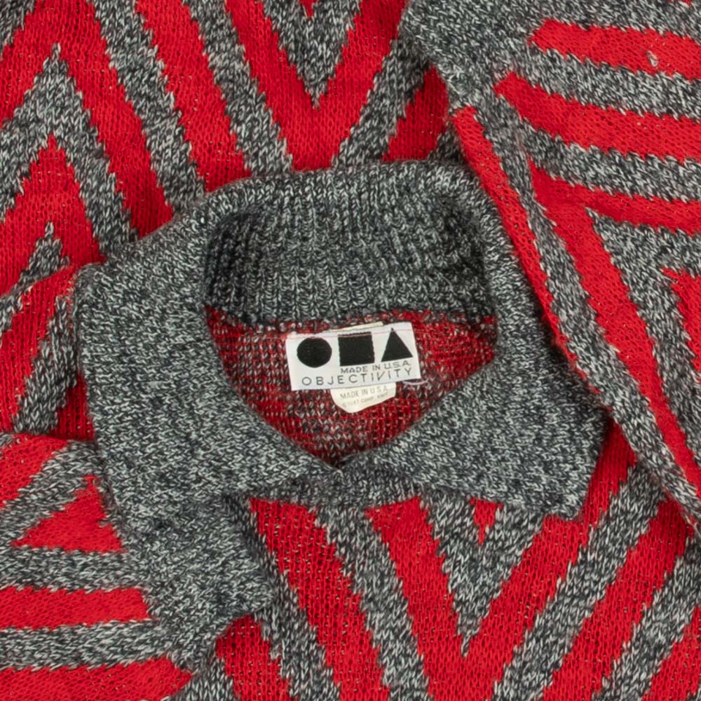 MEN'S VINTAGE 1990S PATTERNED KNITTED JUMPER - SMALL