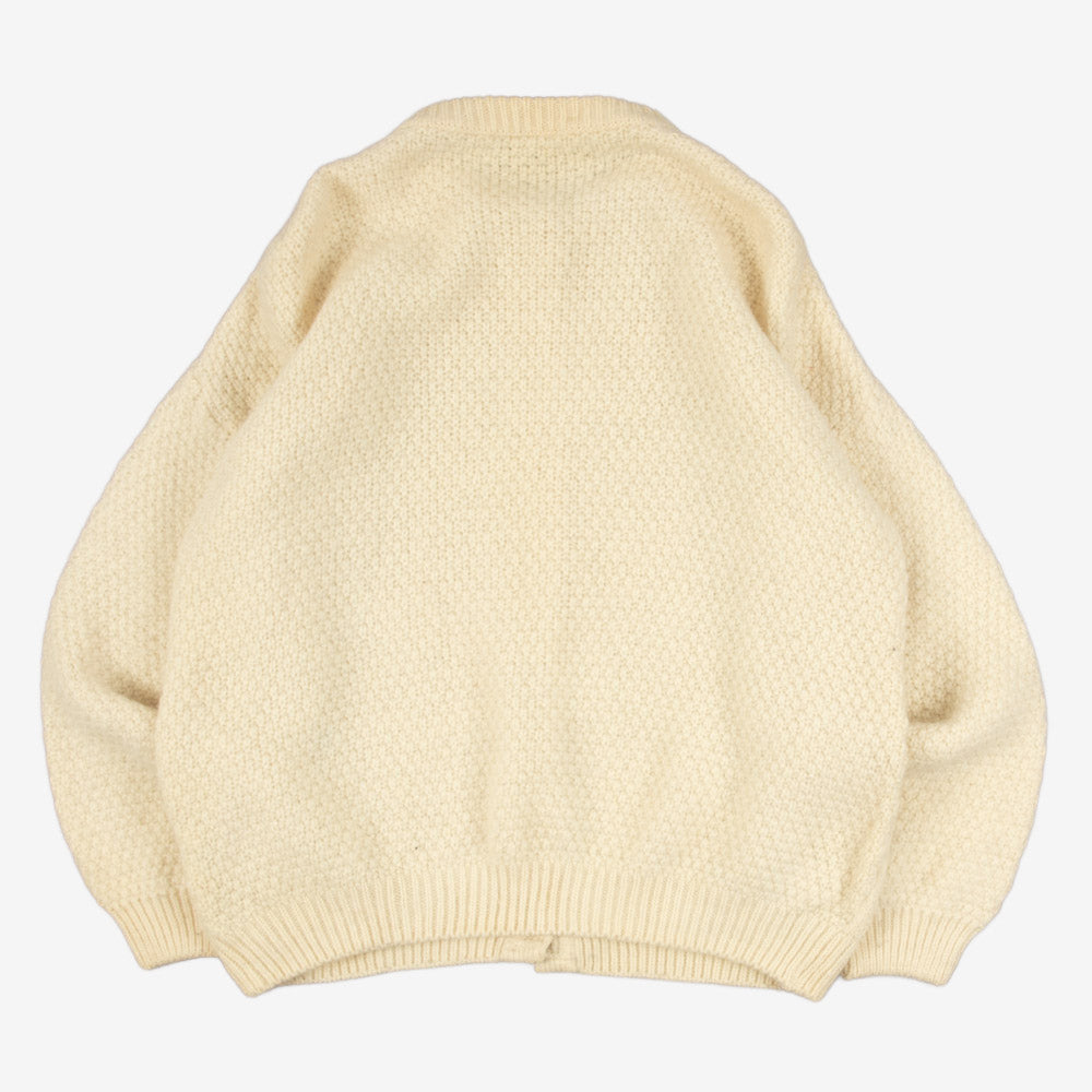 WOMEN'S VINTAGE 1990S ARAN CABLE KNITTED CARDIGAN - LARGE