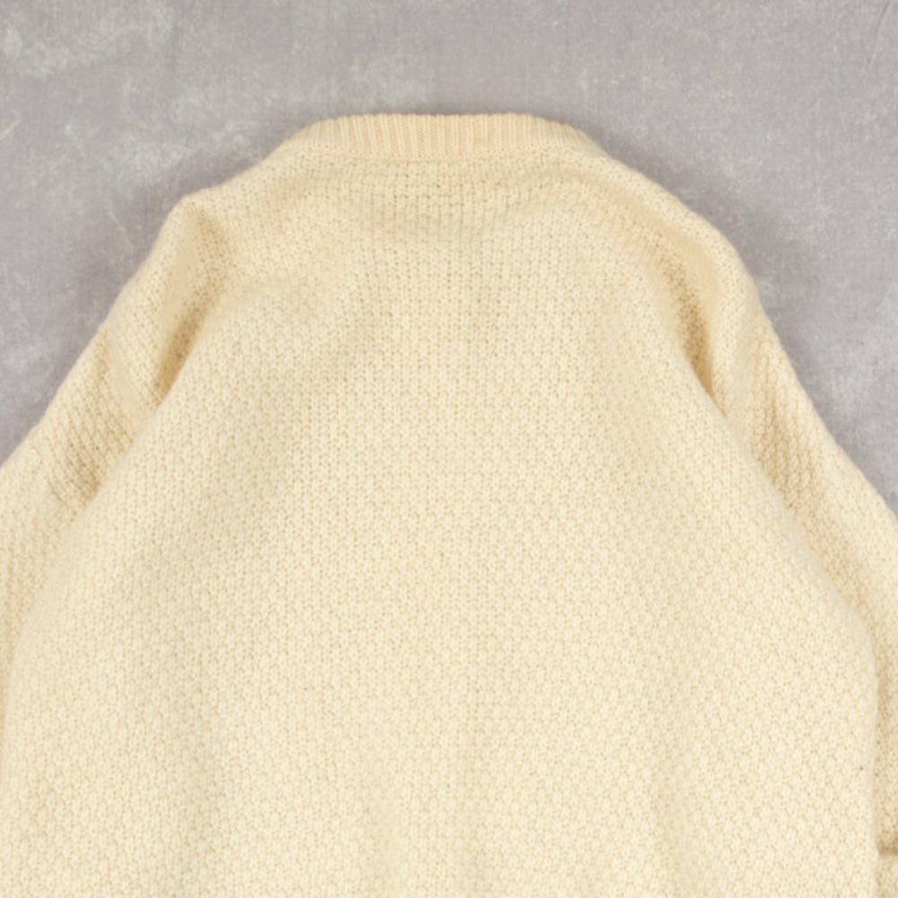 WOMEN'S VINTAGE 1990S ARAN CABLE KNITTED CARDIGAN - LARGE