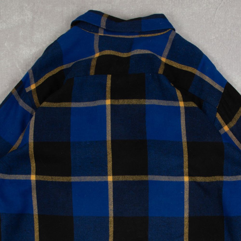 MEN'S VINTAGE 1990S CHECKED WOOL STYLE FLANNEL SHIRT - X-LARGE
