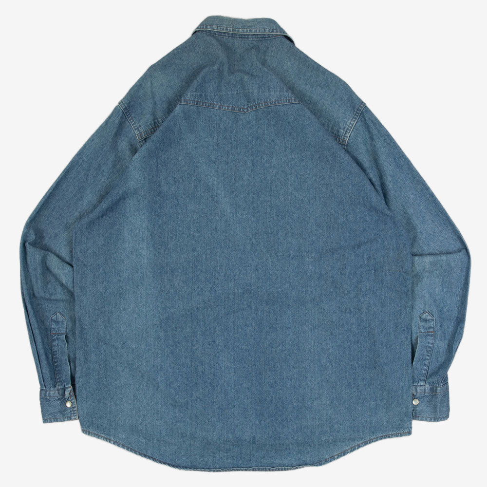 MEN'S VINTAGE 1990S DENIM WESTERN SHIRT - X-LARGE