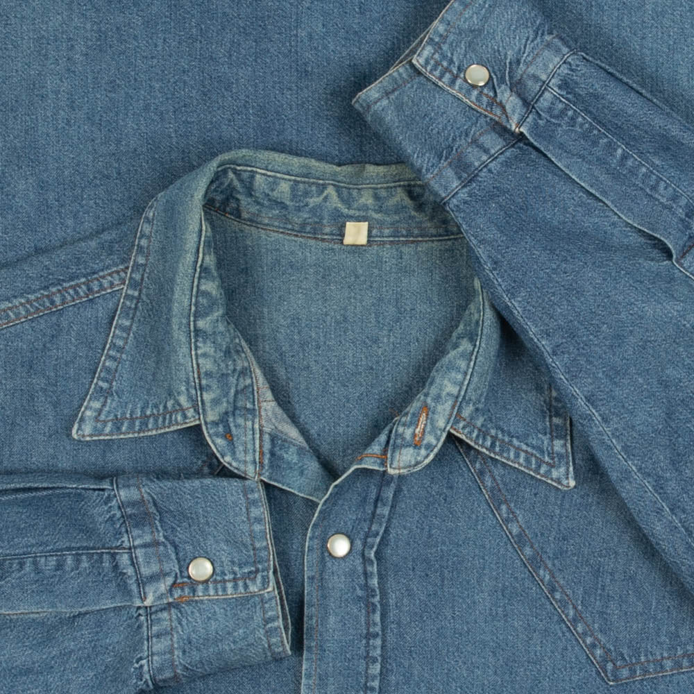 MEN'S VINTAGE 1990S DENIM WESTERN SHIRT - X-LARGE