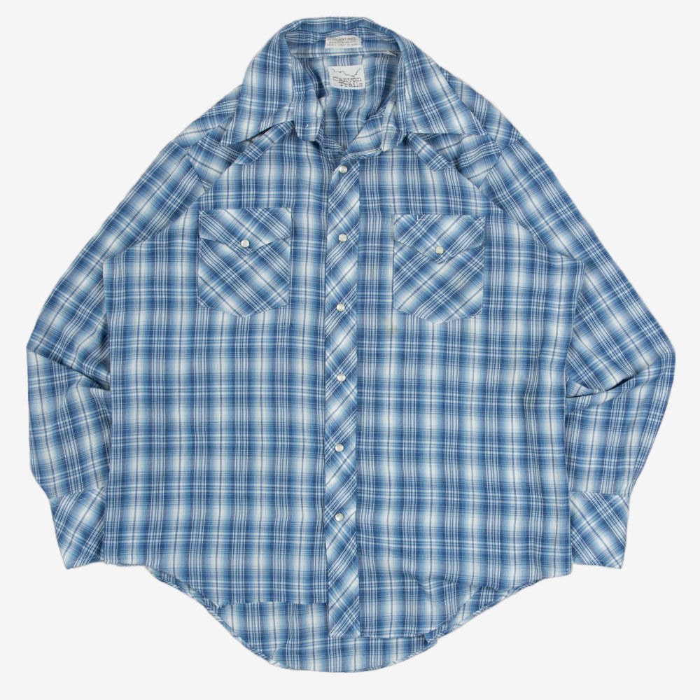 MEN'S VINTAGE 1990S CHECKED WESTERN SHIRT - LARGE
