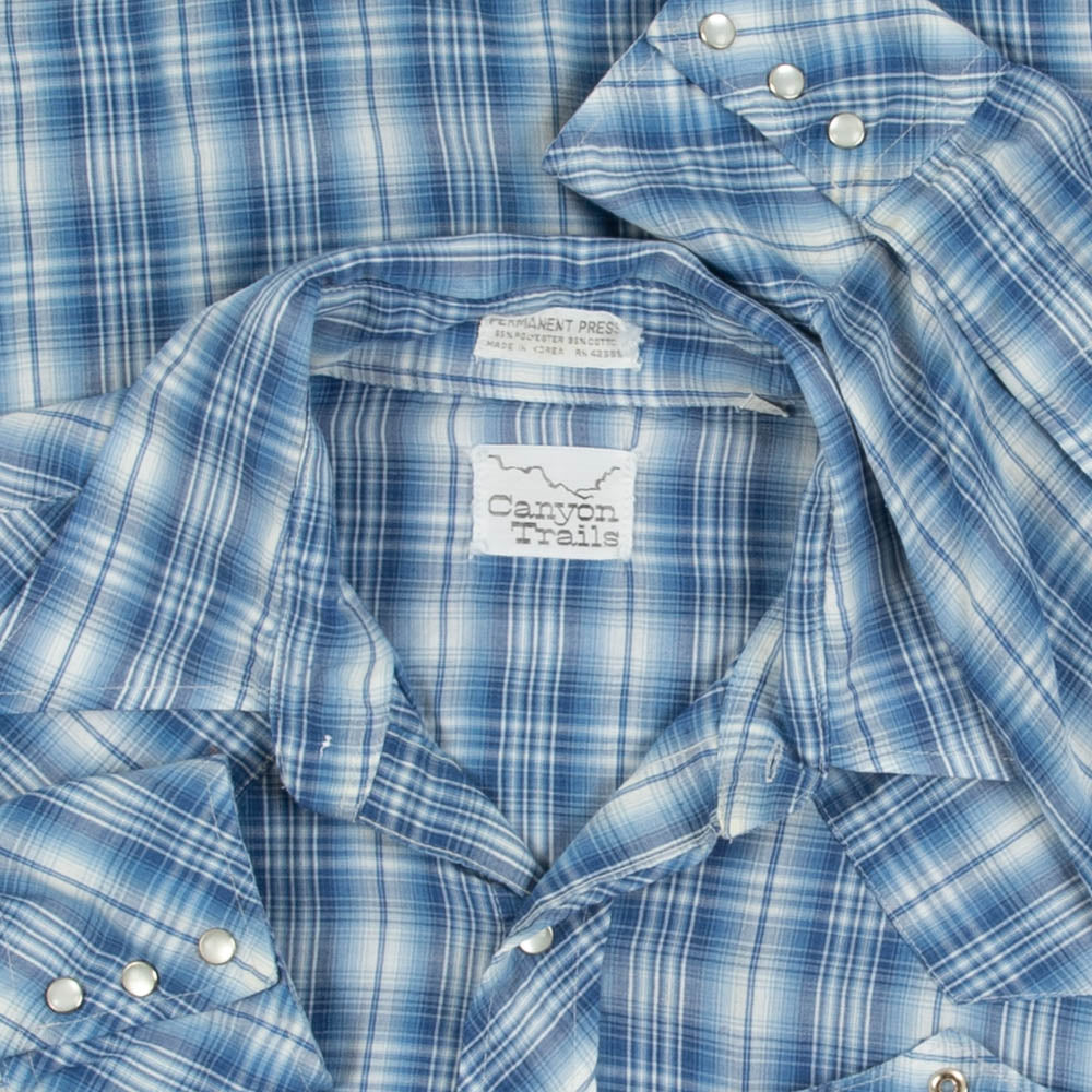 MEN'S VINTAGE 1990S CHECKED WESTERN SHIRT - LARGE