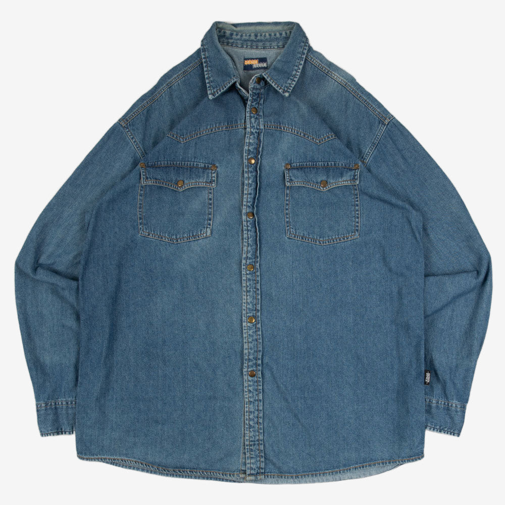 MEN'S VINTAGE DENIM WESTERN SHIRT - X-LARGE