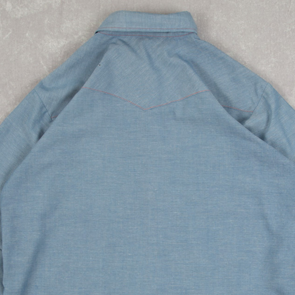MEN'S VINTAGE 1990S DENIM WESTERN SHIRT - LARGE
