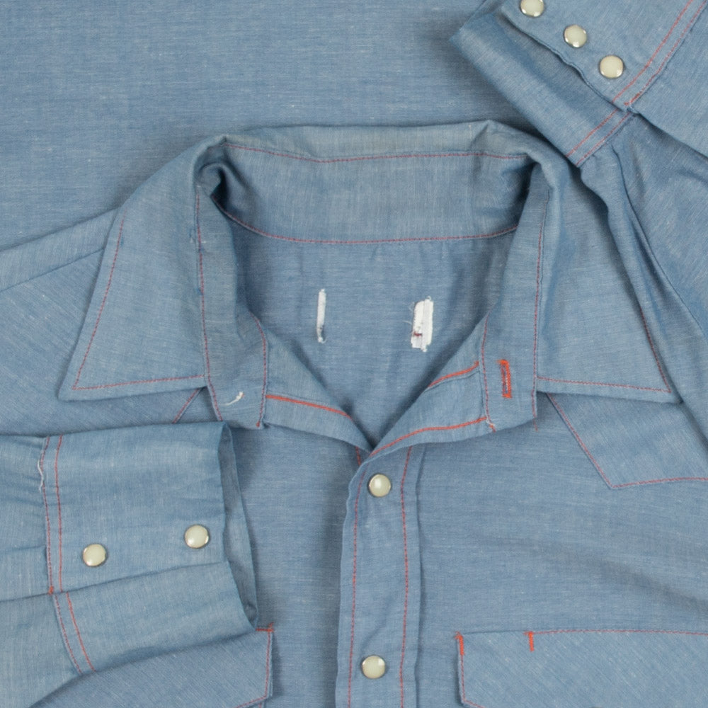 MEN'S VINTAGE 1990S DENIM WESTERN SHIRT - LARGE