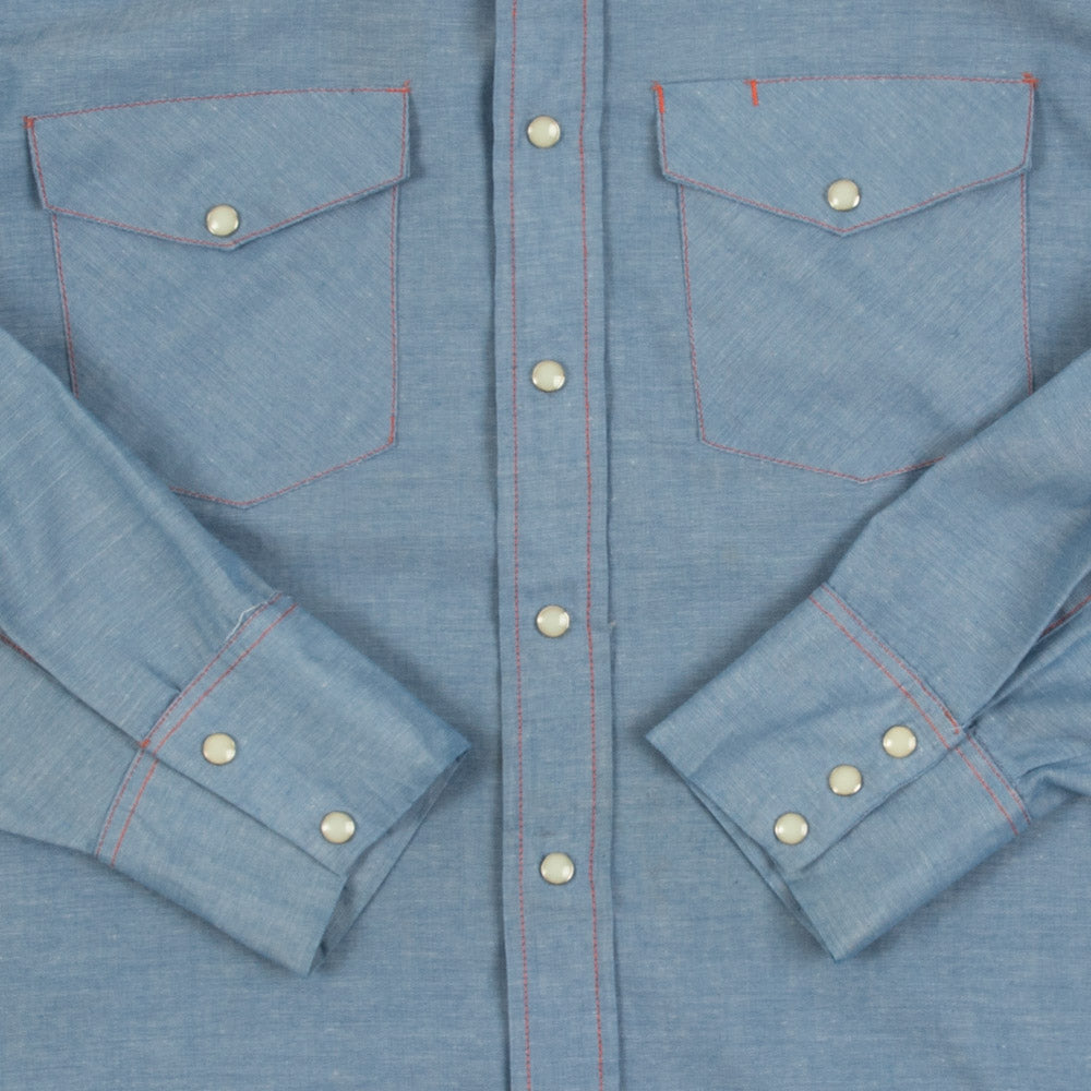 MEN'S VINTAGE 1990S DENIM WESTERN SHIRT - LARGE