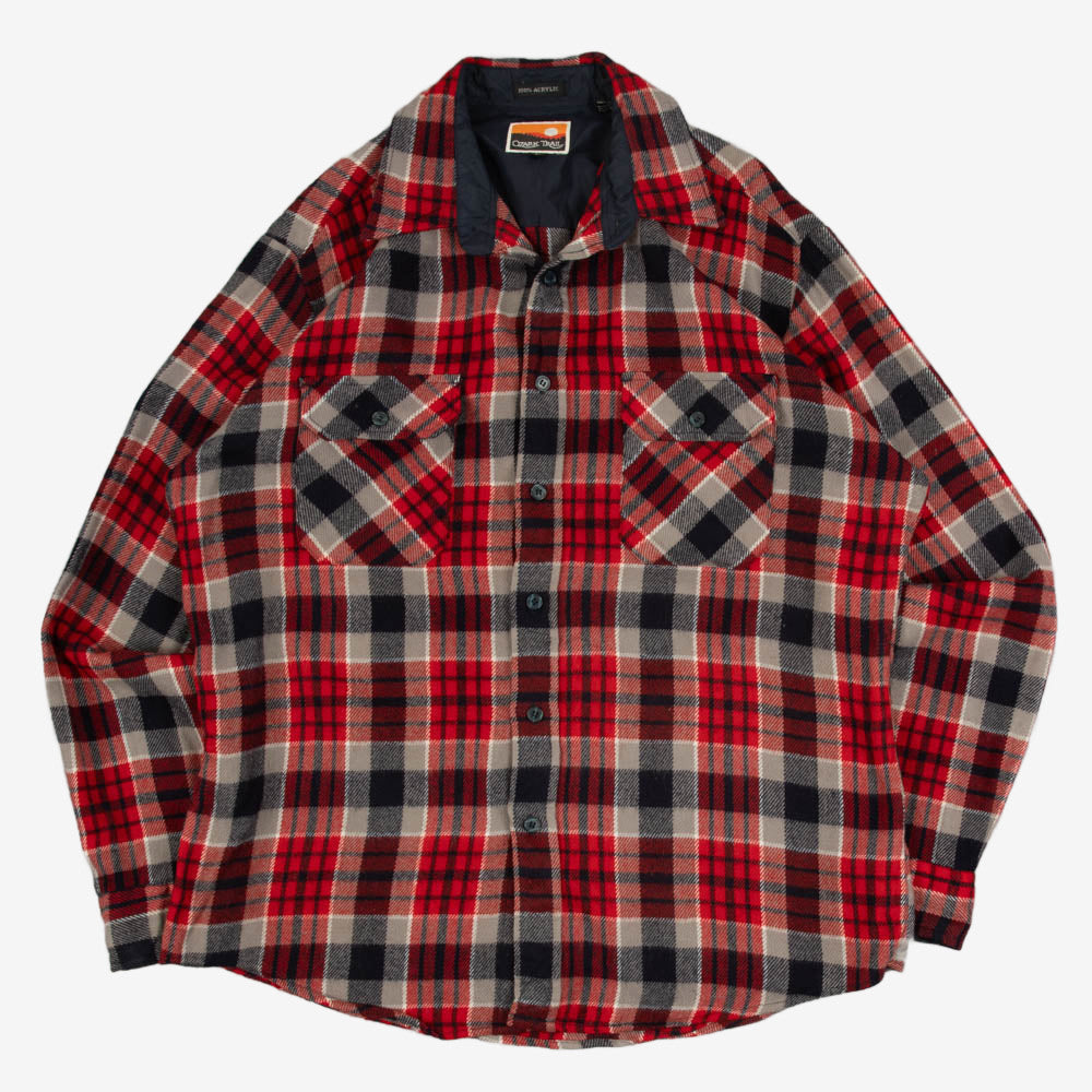 MEN'S VINTAGE 1990S CHECKED WOOL STYLE FLANNEL SHIRT - LARGE