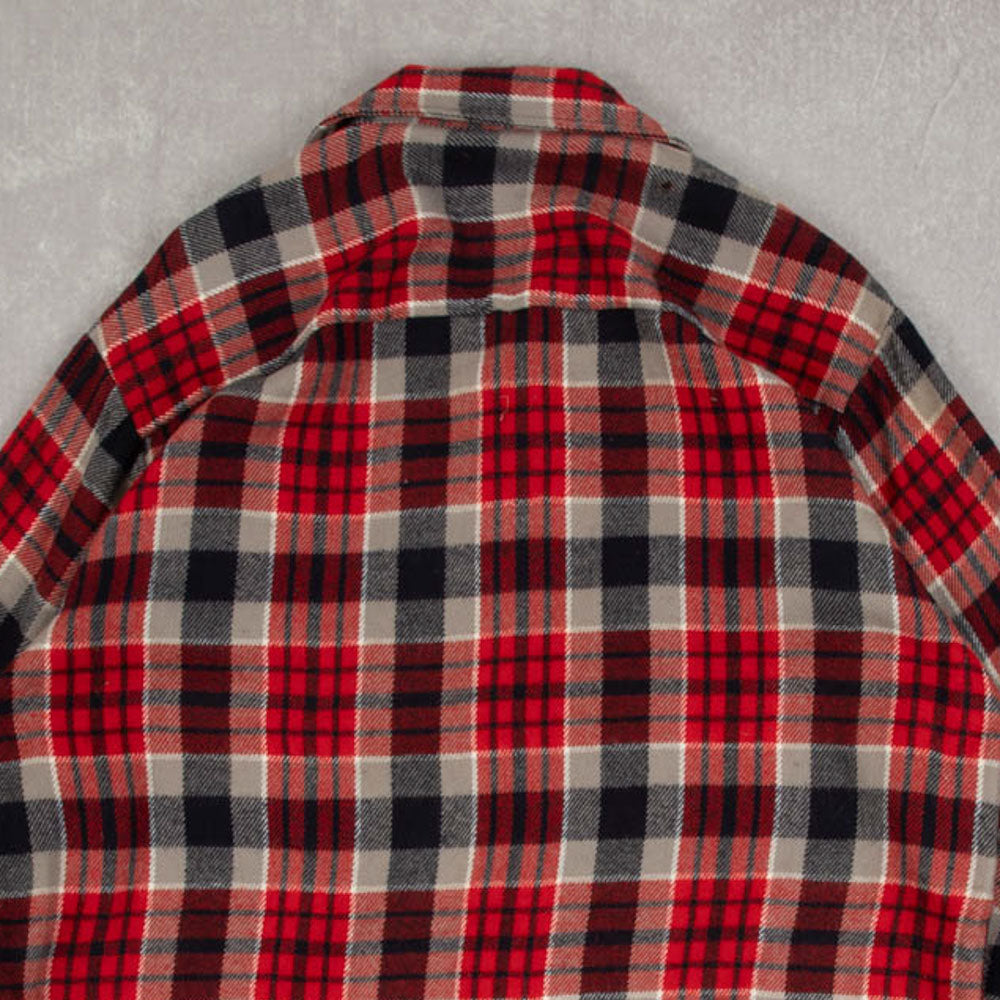 MEN'S VINTAGE 1990S CHECKED WOOL STYLE FLANNEL SHIRT - LARGE