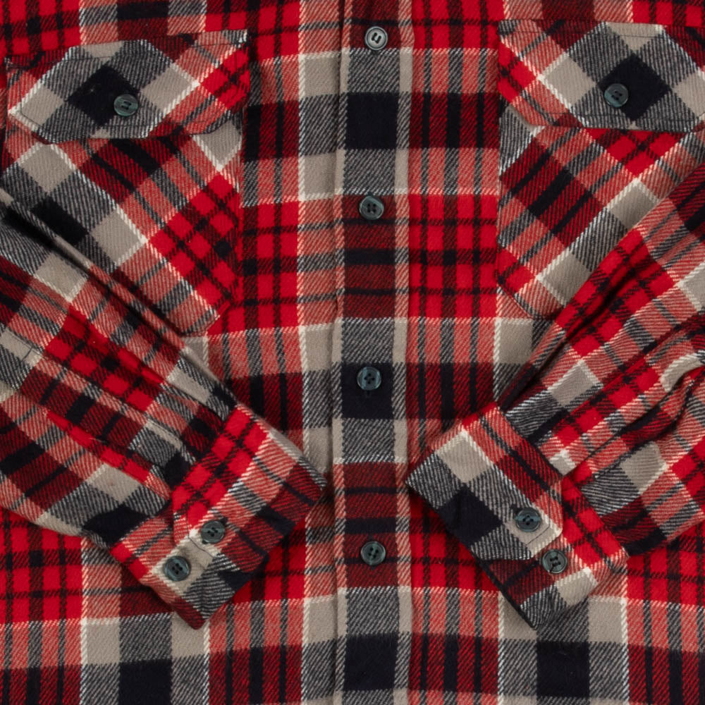 MEN'S VINTAGE 1990S CHECKED WOOL STYLE FLANNEL SHIRT - LARGE