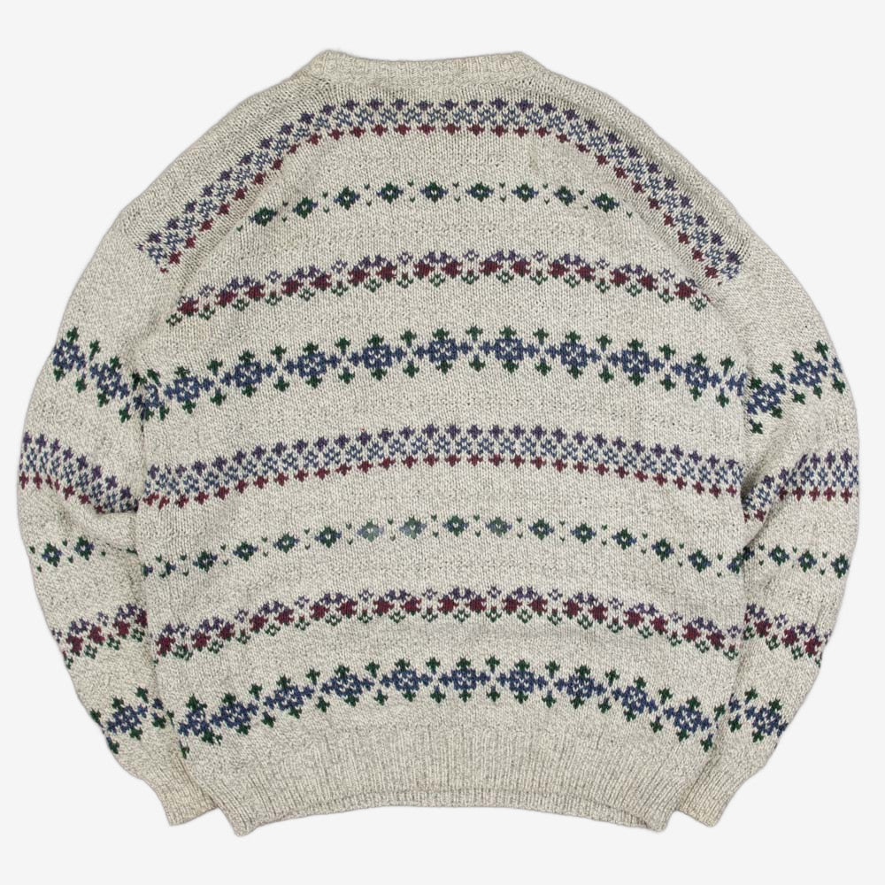 MEN'S VINTAGE 1990S PATTERNED KNITTED JUMPER - LARGE