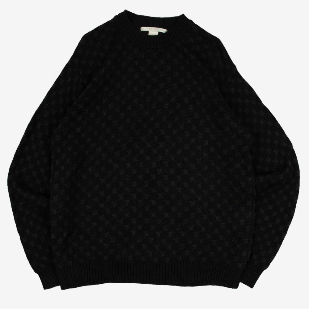 MEN'S VINTAGE 1990S PERRY ELLIS PATTERNED KNITTED JUMPER - MEDIUM