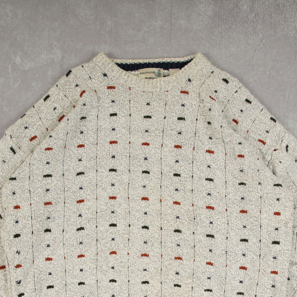 MEN'S VINTAGE 1990S STRUCTURED PATTERNED KNITTED JUMPER - LARGE