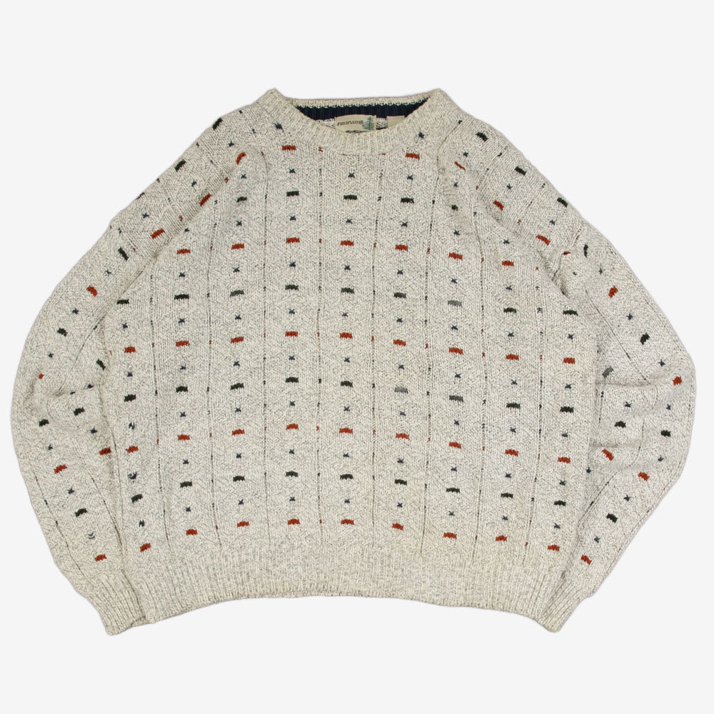 MEN'S VINTAGE 1990S STRUCTURED PATTERNED KNITTED JUMPER - LARGE