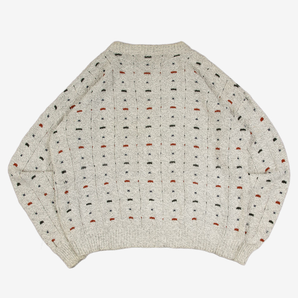MEN'S VINTAGE 1990S STRUCTURED PATTERNED KNITTED JUMPER - LARGE