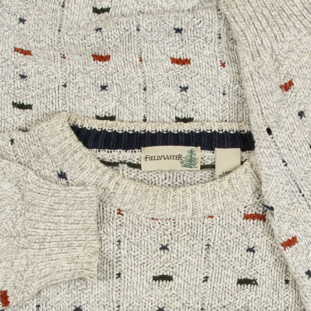 MEN'S VINTAGE 1990S STRUCTURED PATTERNED KNITTED JUMPER - LARGE